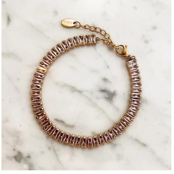 Armbånd med zirkonstener - Lys rosa