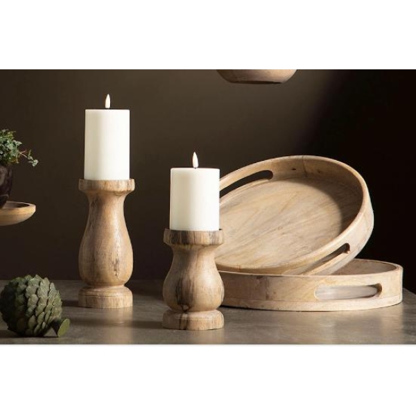 Lysestake - Antikk tre 15cm - Bilde 2