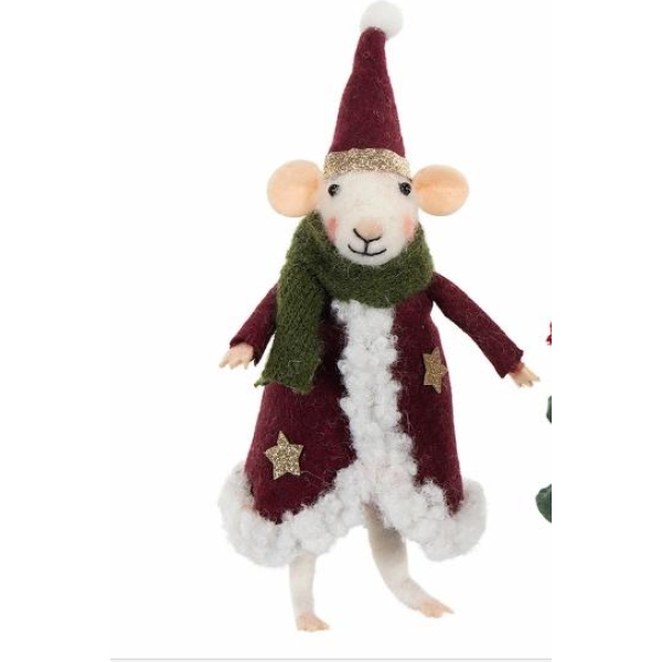 Filtmus med rød kappe